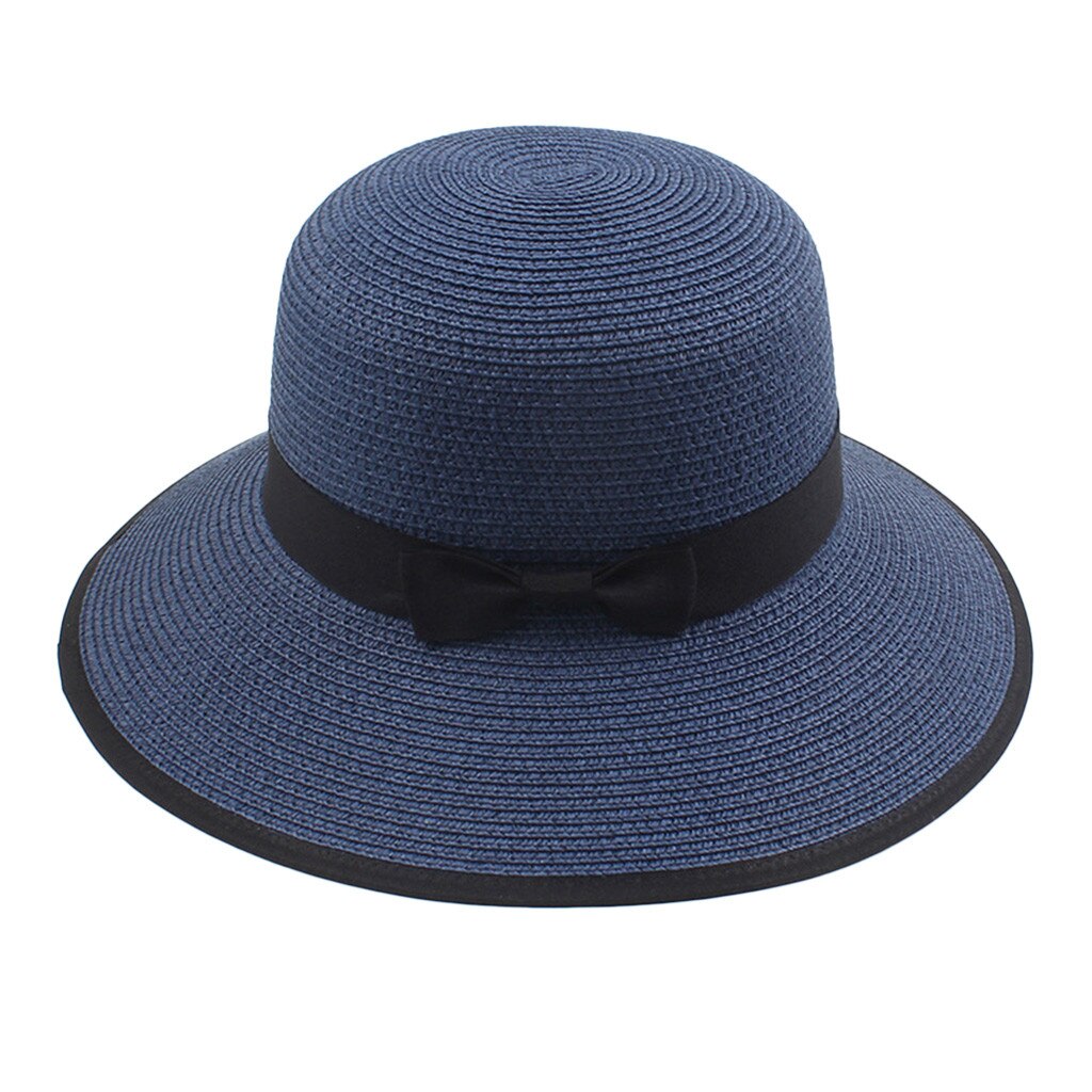 2020 moda praia palha chapéu feminino verão uv chapéu de sol das mulheres dobrável protetor solar pescador tampões dobrável enrolar floppy chapéus: NY