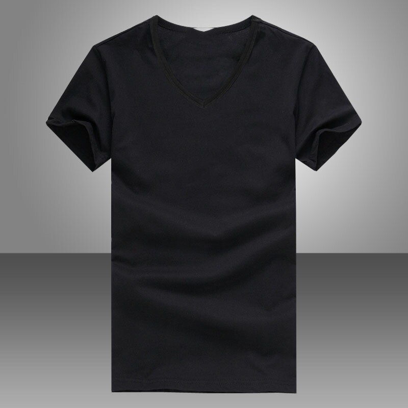 Herre sort hvid farve toppe tees sommer afslappet v-hals kortærmet t-shirt mænd trends fitness tshirt 2x: Sort / Xl