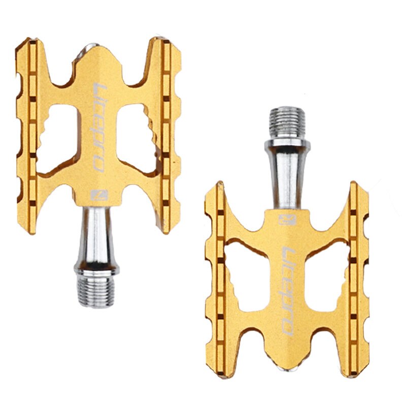LITEPRO MTB Mountain Bike Pedal K3 Road Folding Bicycle Ultralight Aluminum Alloy DU Bearing Pedal Foot: Gold