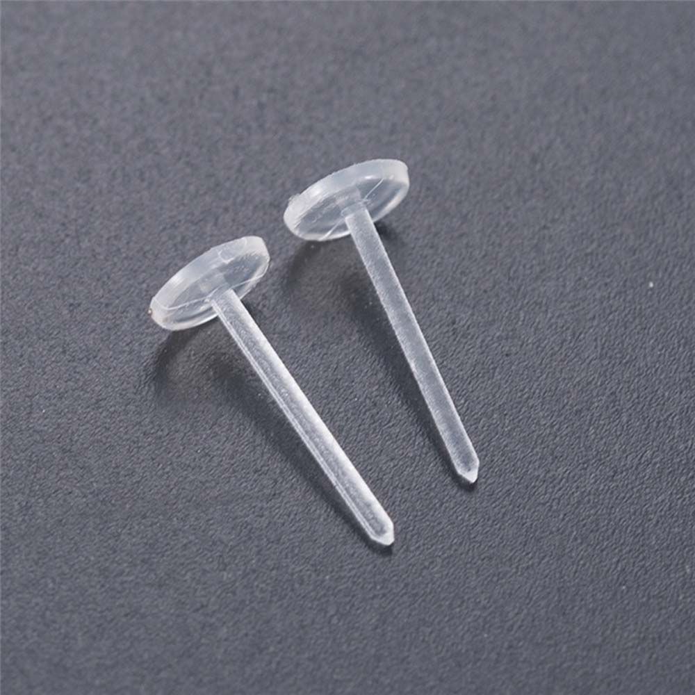 Pendientes de plástico antialérgicos, aretes transparentes de Color puro, piezas de joyería, 50 unids/lote por paquete