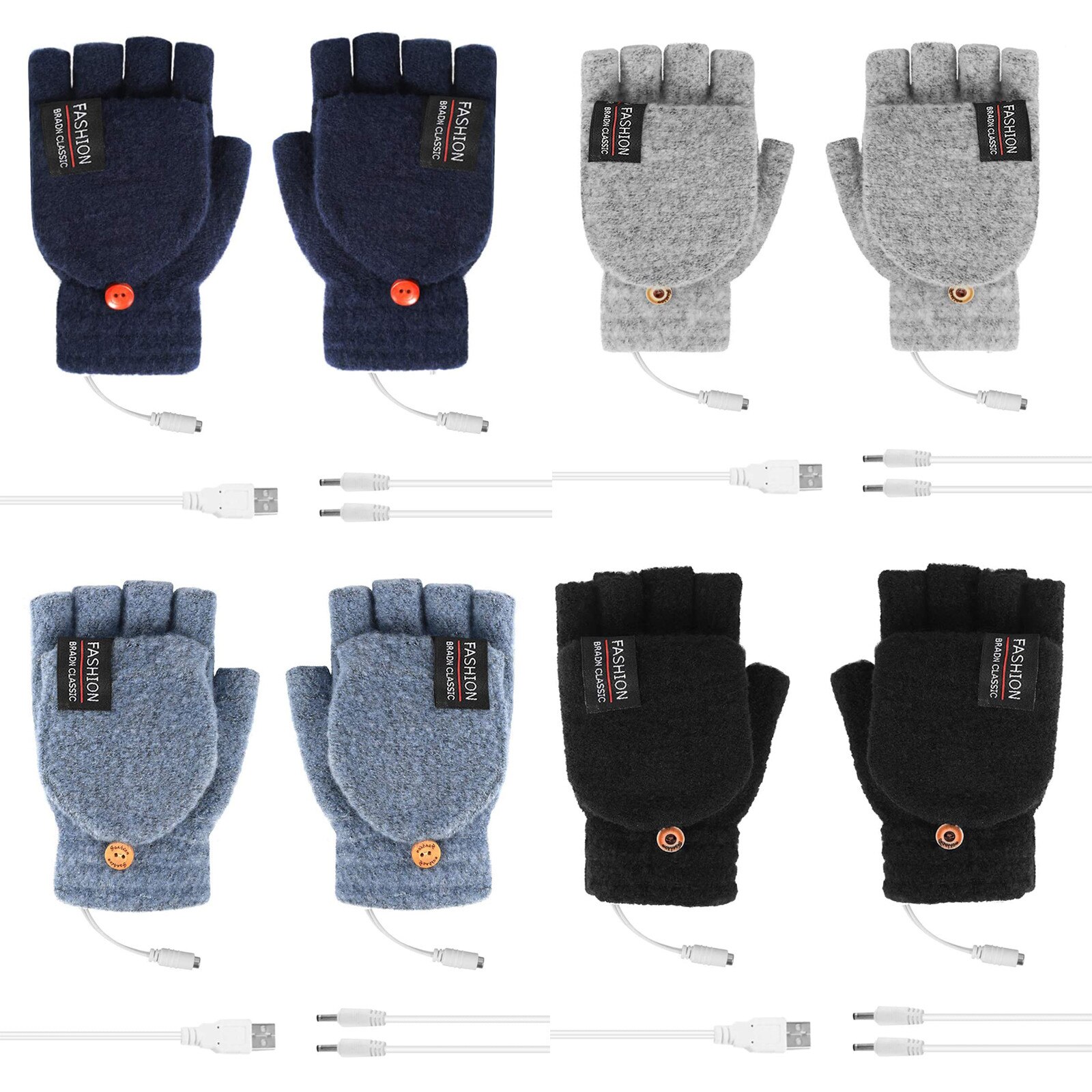 Guantes de invierno para ordenador portátil para hombre y mujer, guantes calefactables con USB, de punto cálido, para invierno