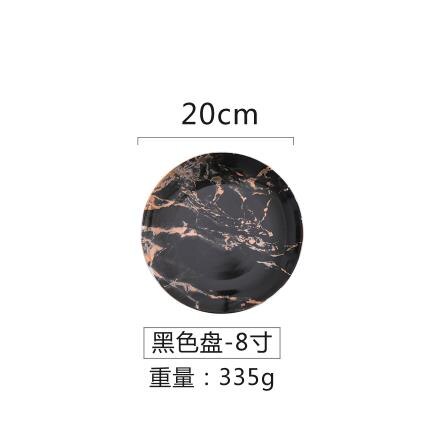 Europese Stijl Marmeren Platen Keramische Diner Set Gold Inlay Porselein Dessertbord Steak Salade Snack Taart Platen Servies: M3