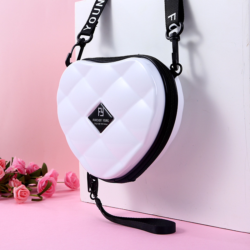 Luxury HandBags Heart Shaped PVC Mini Shoulder Bag for Woman Personality Small Box Women Purses: White