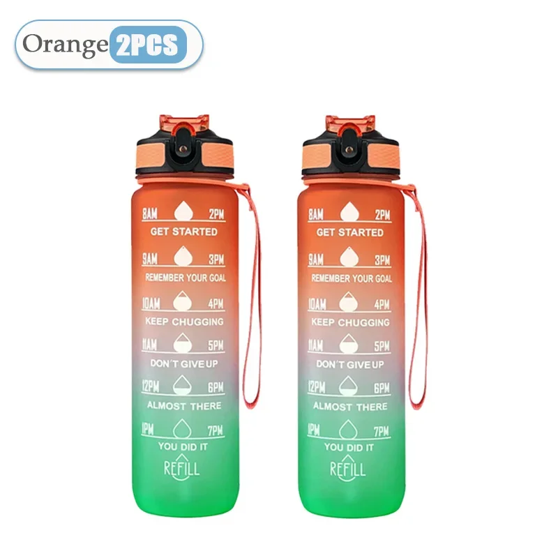 1000 ML Water Bottle Motivational Sport Water Bottle Leakproof Drinking Bottles Outdoor Travel Gym Fitness Jugs For Kitchen: Pink
