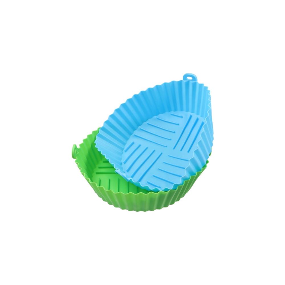 Moule à gâteau réutilisable pour friteuse à air, doublures en silicone antiadhésives, plaque de cuisson en silicone, panier rond pour friteuse à air, four à micro-ondes, 20cm