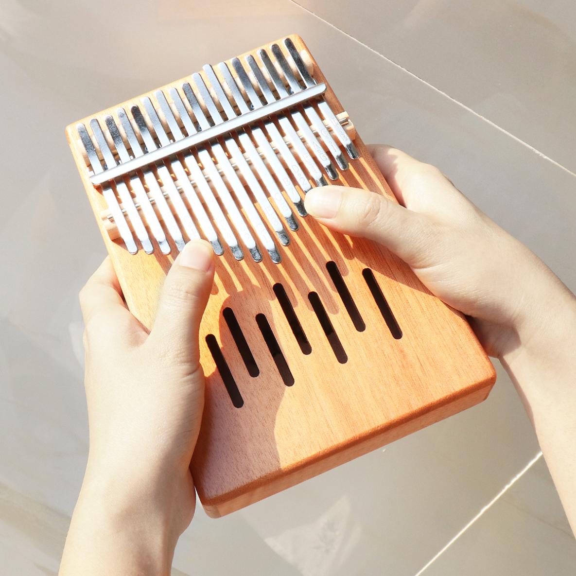 17 Key Kalimba Single Board Mahogany Waterfall Sound Hole Mbira Thumb Piano Mini Keyboard Instruments