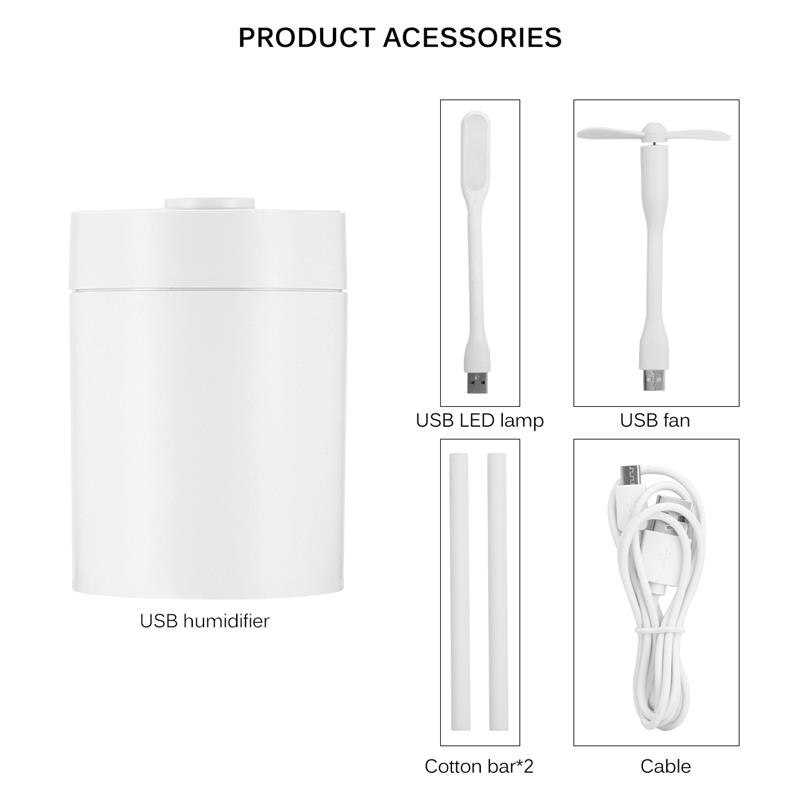 USB Car Humidifier With Fan Ultrasonic Humidifier Mini Aroma Essential Oil Diffuser Aromatherapy Mist Maker For Home Office