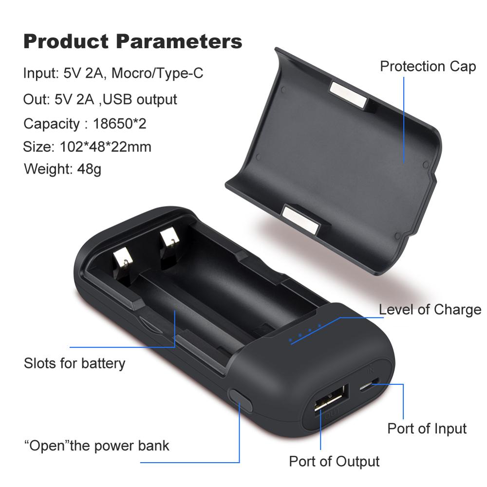 YONII batterie externe 18650 batterie batterie powerbank 18650 chargeur de batterie pour 2 pièces 18650 li-ion batterie rechargeable avec câble USB