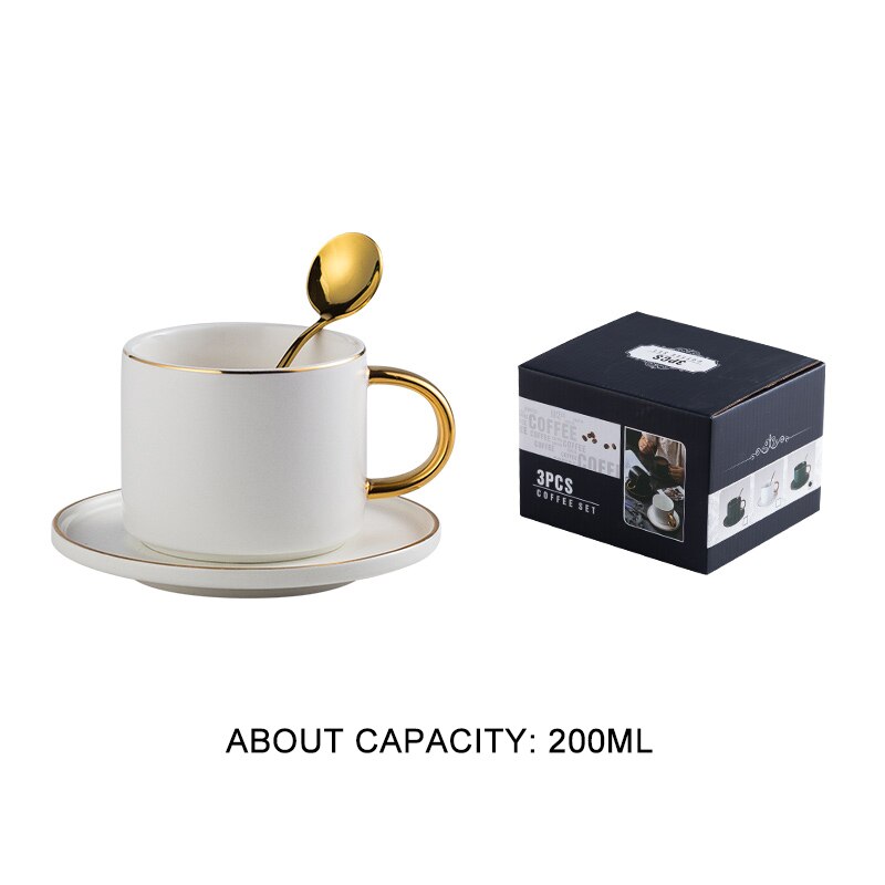 Coffee cup saucer with spoon luxury Phnom Penh ceramic cup and saucer breakfast, afternoon tea cup and saucer tray box set: F