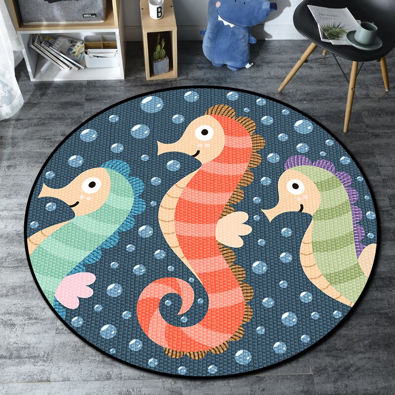 Tapis rond animaux de dessin animé 100cm, tapis rampant pour bébé, panier suspendu, coussin de chaise, tapis de sol, tente de jeu
