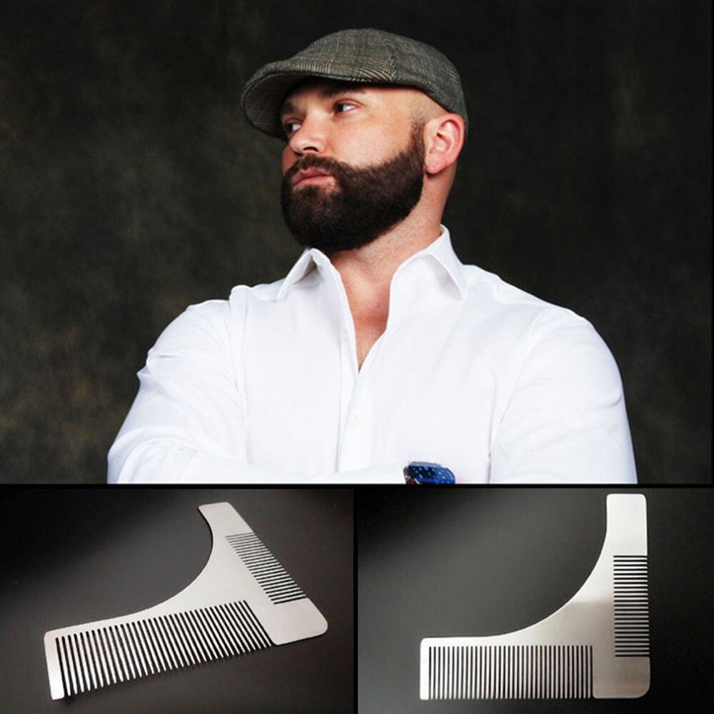 Stainless Steel Beard Trimming Comb Shaping Styling Template Gentlemen Beard Trimmer Tool for Cheek Jaw Mustache