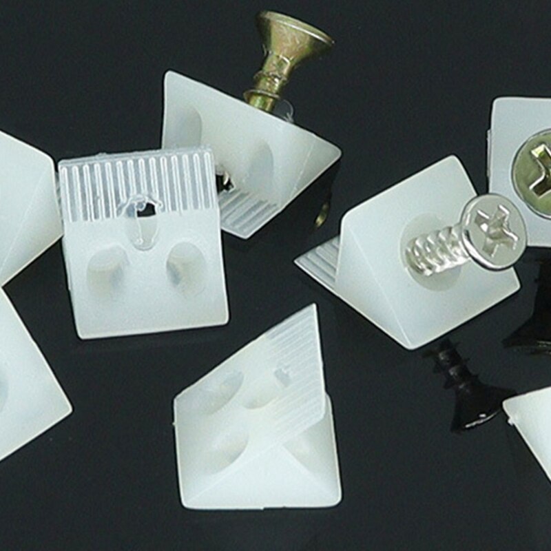 50 Pack Plastic Corner Bracket Furniture Mending Wedges with Screws Drawer Supports Fastener for Sagging Drawers