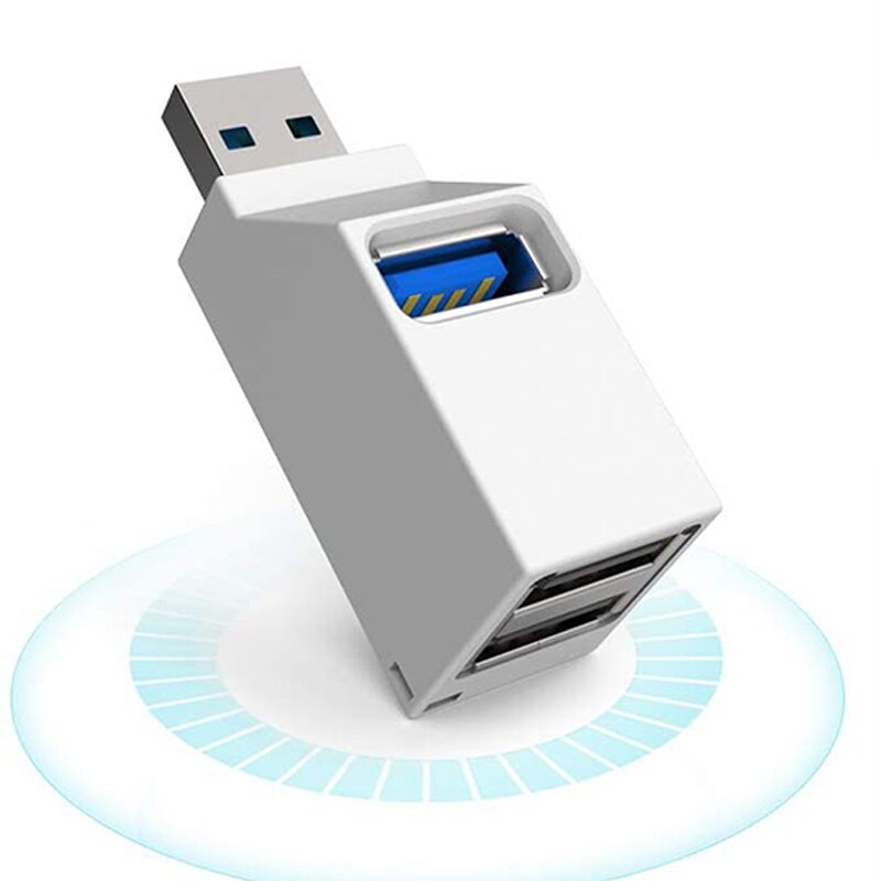 Mini 3-Port USB 3.0 Hub High-Speed Data Transfer Splitter and Adapter for PC Laptops and Desktops