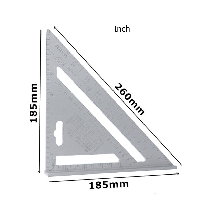 7 '' trekant vinkel vinkelmåler aluminiumslegering hastighed firkantet målelineal gering til indramning af bygning træbearbejdning måleværktøj: Splint tomme