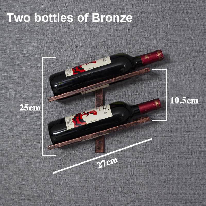 Modern Iron Wine Rack Wall Mounted Wine Holder Home Bar Cabinet Wine Glass Hanging Holder Storage Organizer Rack Home Furniture: 2 tiers Bronze