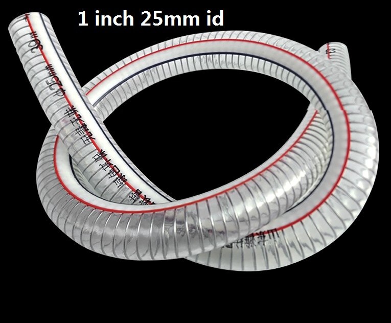 Tube en PVC Transparent 1 pouce dn25, 25mm id, fil d'acier, tube en caoutchouc pour vide, fil tressé