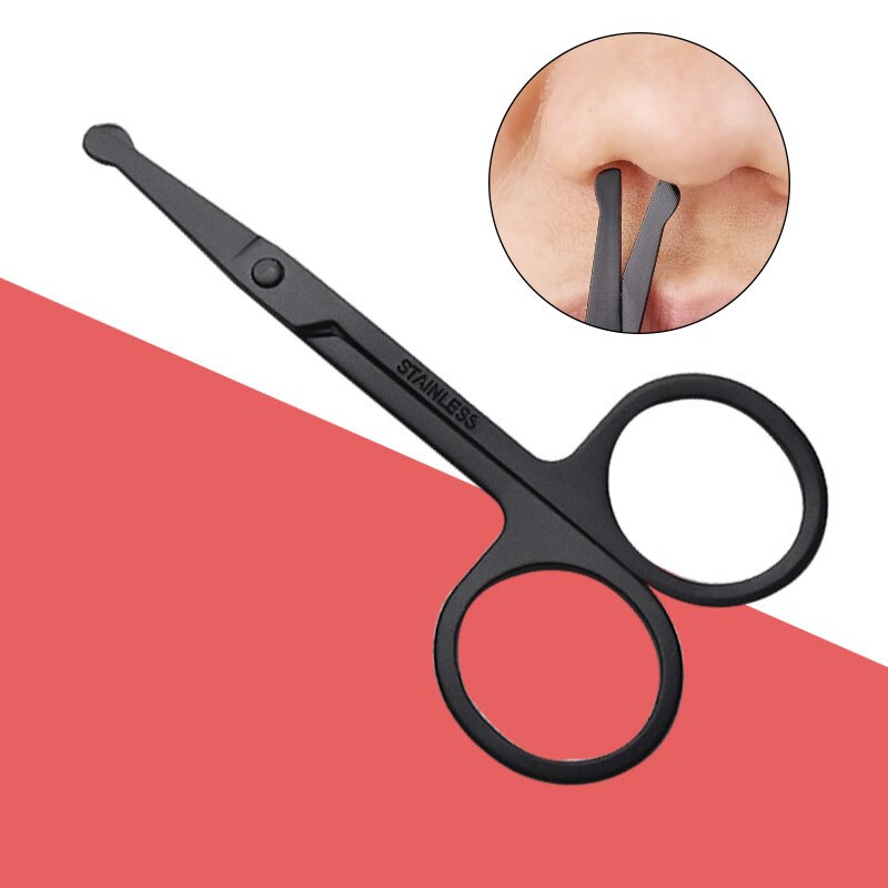 Tijeras de seguridad para pelo de nariz redondeada, recortadora multiusos, punta redonda, pelo Facial, cejas, barba, bigote, recorte LJ61, 2 uds.