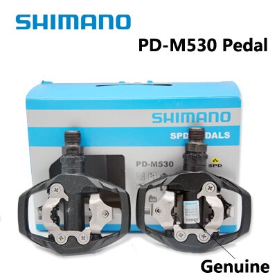 Ægte pd -m530 spd mtb trail mtb klipløse pedaler med klamper sorte hvide cykelpedaler: Default Title
