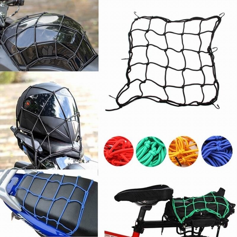 30*30 Cm Motorcycle Opslag Bagage Helm Netto Mesh Voor Opslag Carrier Bag Cargo Net Helm Diversen Fix Mesh met 6 Metalen Haak