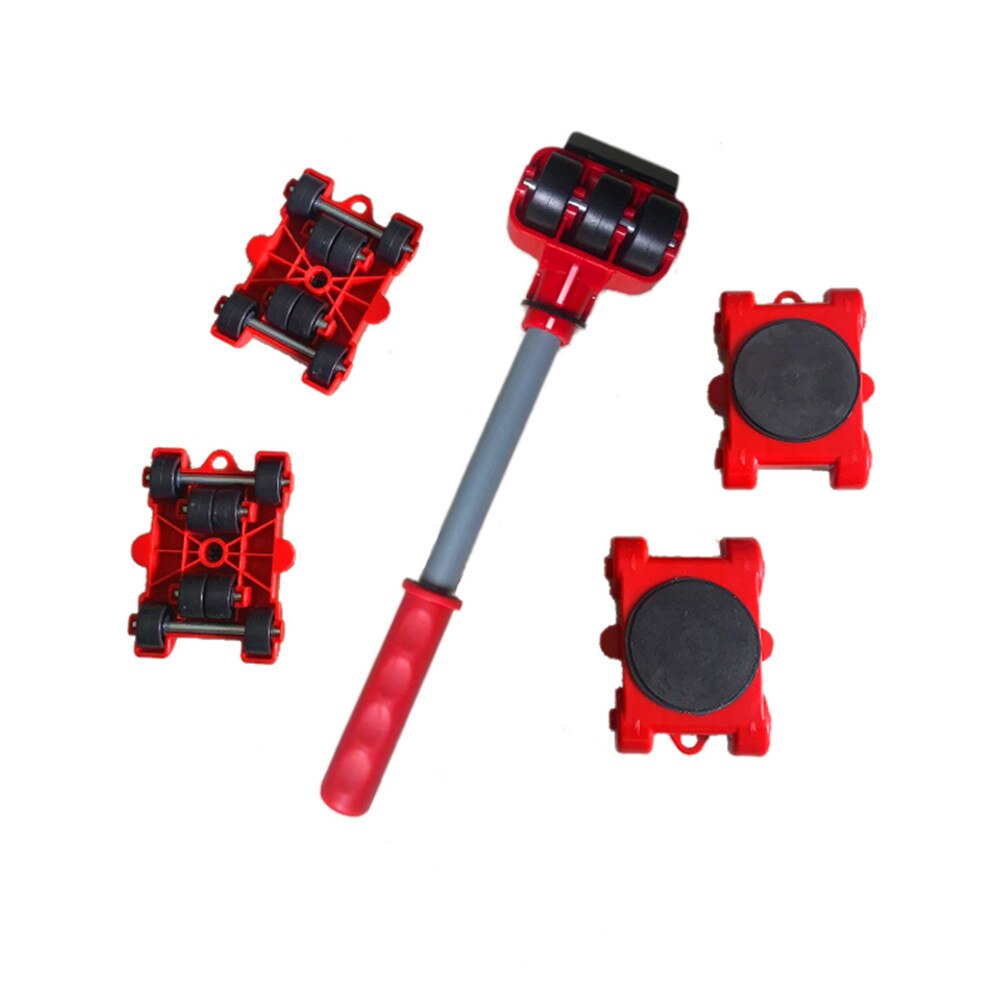 5pcs set Moving House Cleaning Mover Tool Furniture Mover Set Transport Lifter Heavy Stuffs Moving Wheel Roller Bar Hand Tools