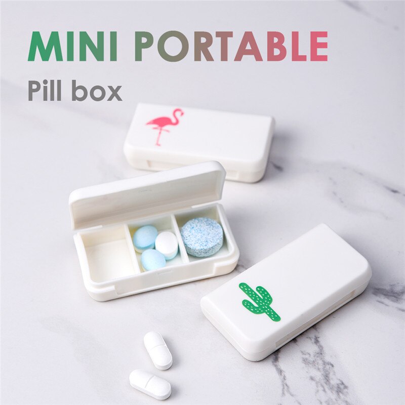 1pc søde 3 gitter mini tablet pille medicin æske holder opbevaring organizer container taske pille æske splittere
