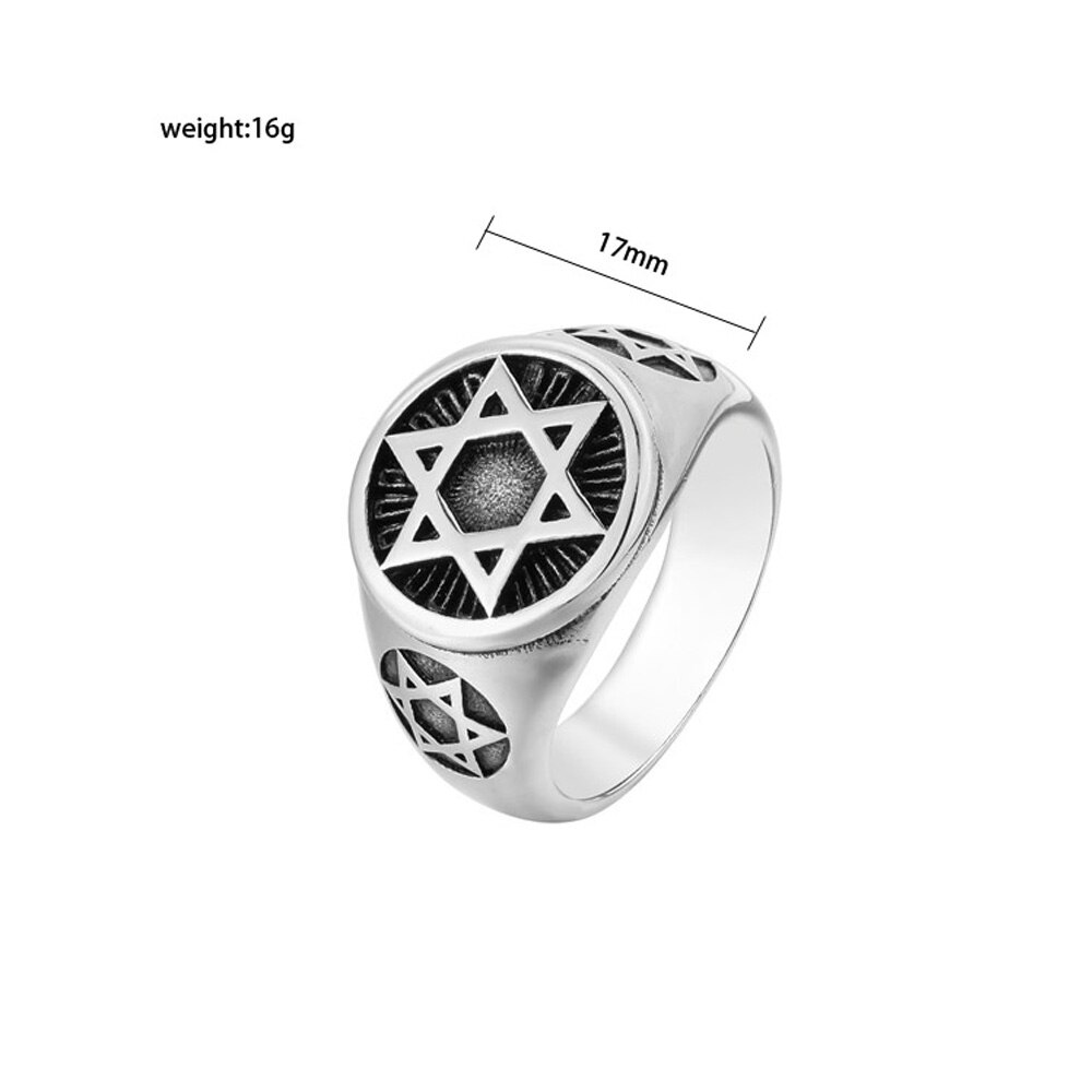 Inel vintage satan star of david pentru bărbați punk stea cu șase colțuri inel biker din oțel inoxidabil bijuterii bărbați