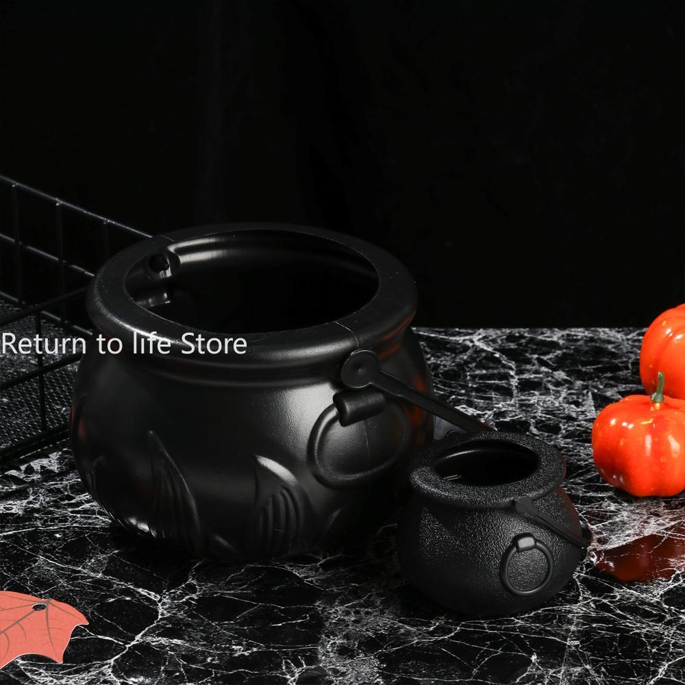 Caldero de plástico para decoración de Halloween, tarro de Calavera, niebla, humo, niebla, utilería para , barril de bruja