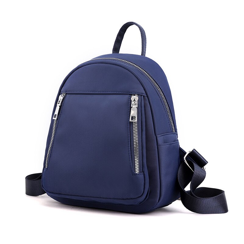 Backpack WOMEN'S Bag Style Nylon Oxford Cloth Backpack One Shoulder Canvas Bag Waterproof Mini Bag: Dark Blue