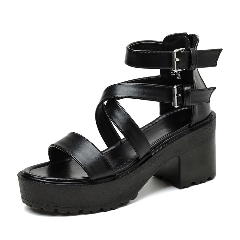 Dam Sandaler Hög Klack PU-Läder Elegant Skor