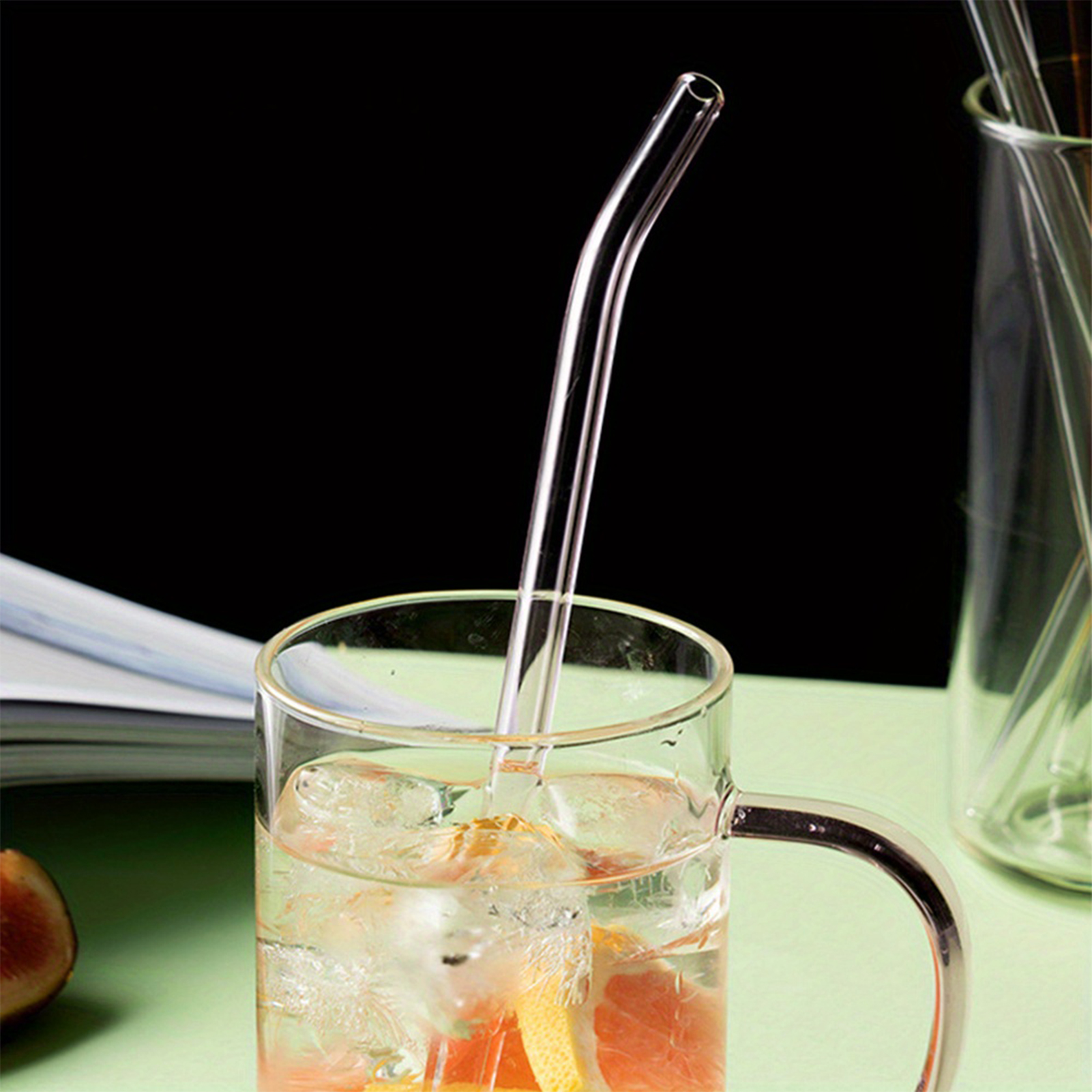20cm Reusable Glass Straws Heat Resistant Straight Bent Straw Transparent Glass Straws for Party Milkshakes Teas Cocktail Juice