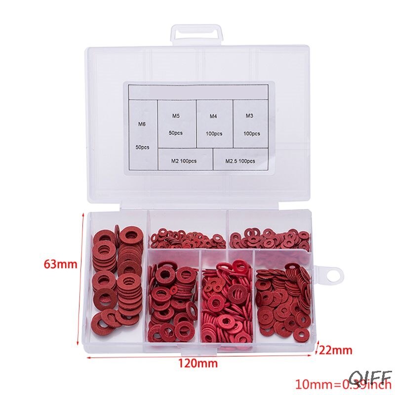 M2 M2.5 M3 M4 M5 M6 Steel Flat Pad Insulation Insulating Washers Spacer Red