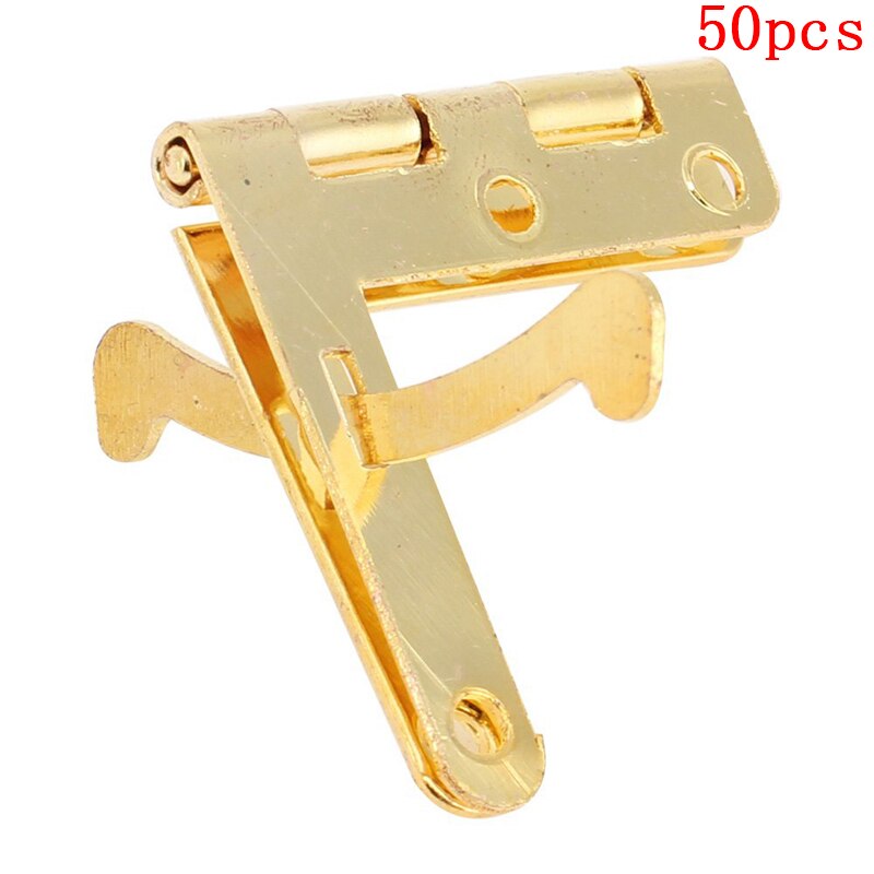 50 pièces 90 ° Angle Support petite boîte charnières charnière pour bijoux valise à vin montre couvercle en bois caoutchouc cale bouchon de porte (or): Default Title