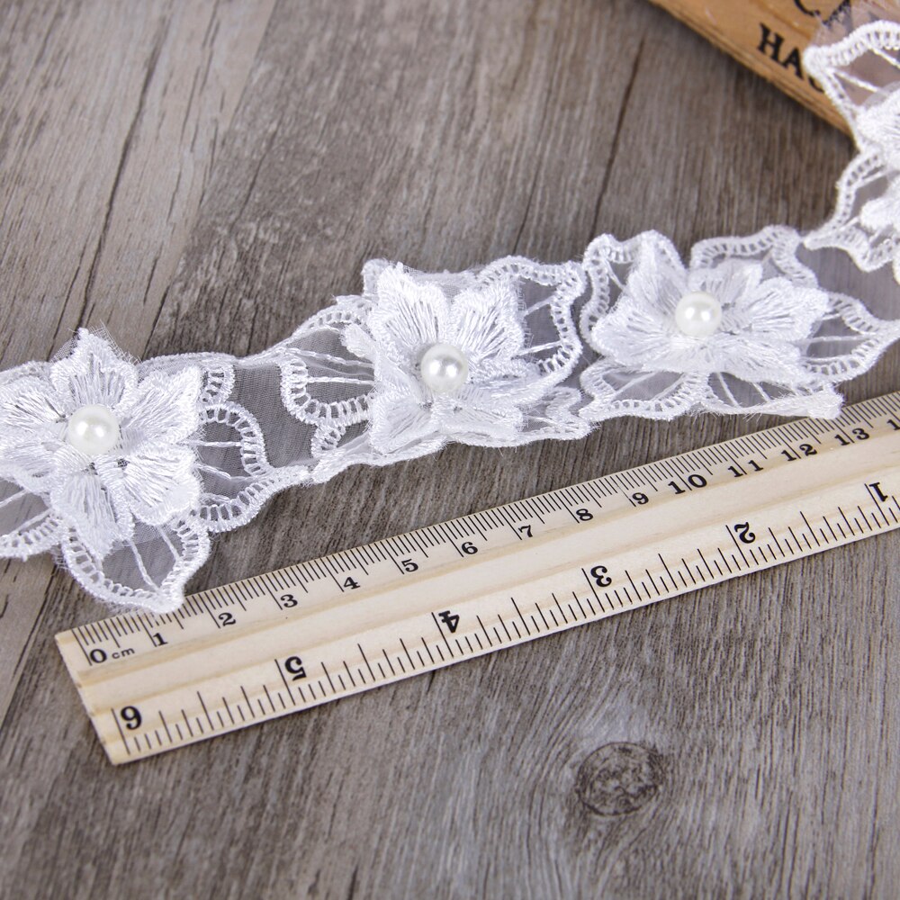 Cinta de encaje de Organza flor perla bordado recortado cinta de tela de costura DIY accesorios de ropa para envolver , 1Yc2488: 1056278002