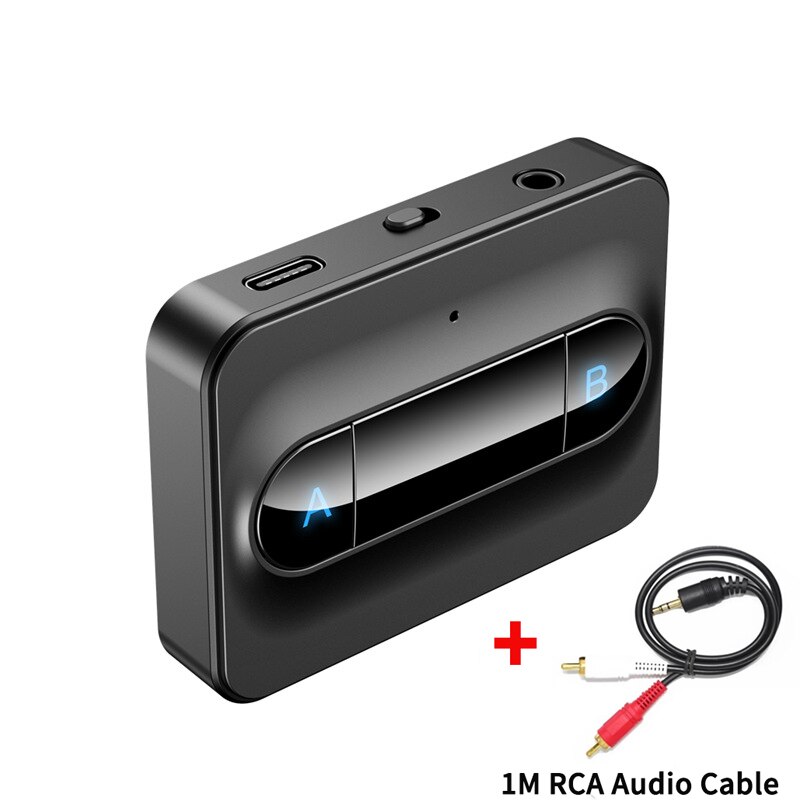 Multipoint Bluetooth 5.0 Audio Transmitter 3.5mm AUX RCA Low Latency Stereo Wireless Adapter Connect 2 Headphones For TV PC Box: Red