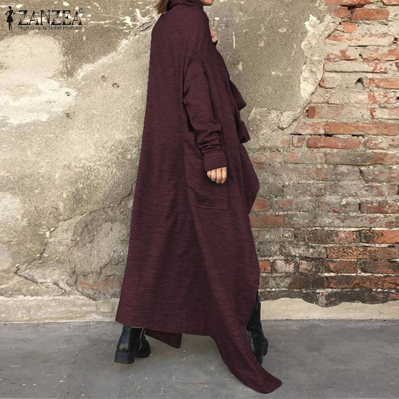 Winter Solid Hooded Jas ZANZEA Herfst Mode Onregelmatige Jassen Vestidos Vrouwen Casual Hoodies Lange Mouw Lange Vesten