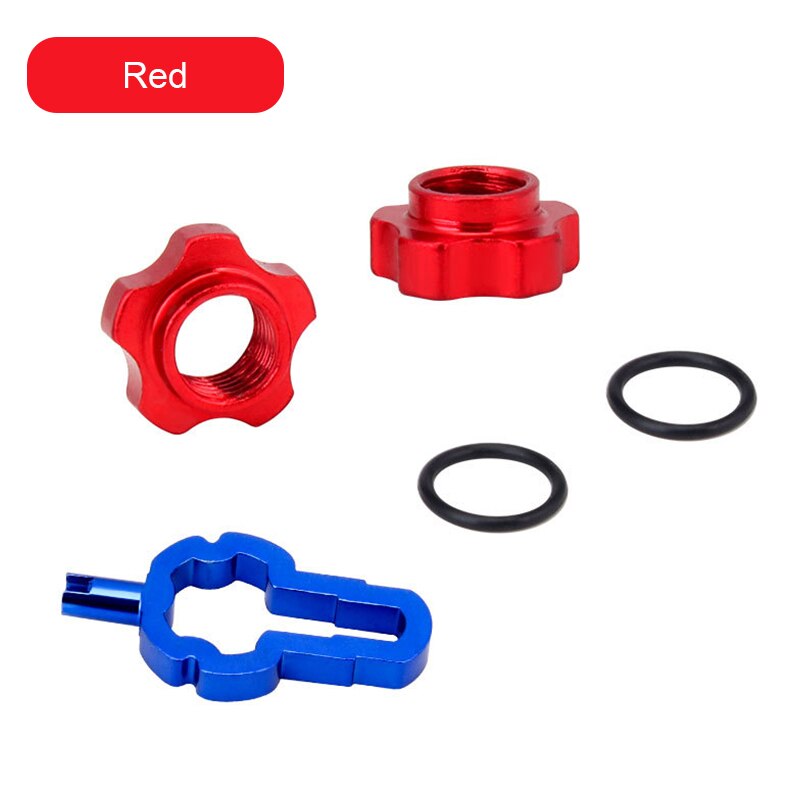 Mountain Bike Schrader Valve Presta Valve Bicycle Wheel Converter Nut Rim Conversion Nut Adapter with Installation Wrench: Red