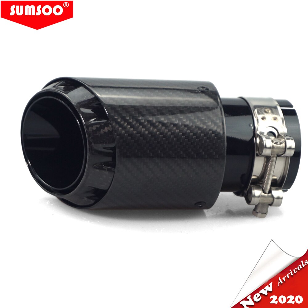 Auto Carbon Uitlaat Tip Uitlaat Drie-Layer Bullet Shape Universal Straight Roestvrij Zwart Uitlaatpijp Uitlaten