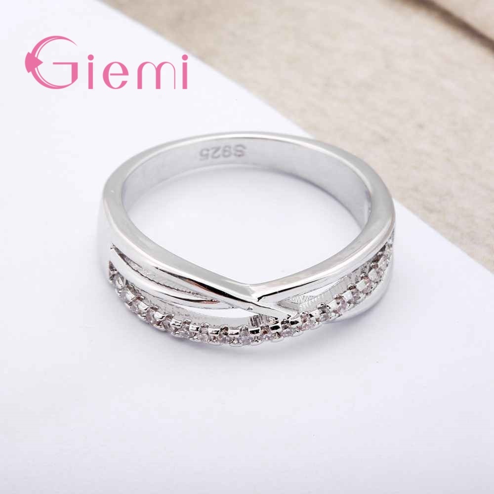 Cubic Zirconia Rings For Women Filled Crystal Type Trendy 925 Sterling Silver Rings Jewelry Bijouterie