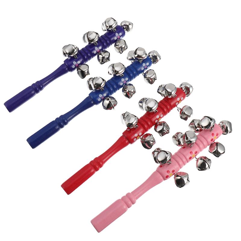 4pcs Shaking Musical Instrument Toy Baby Wooden Solid Color Hand Rattles