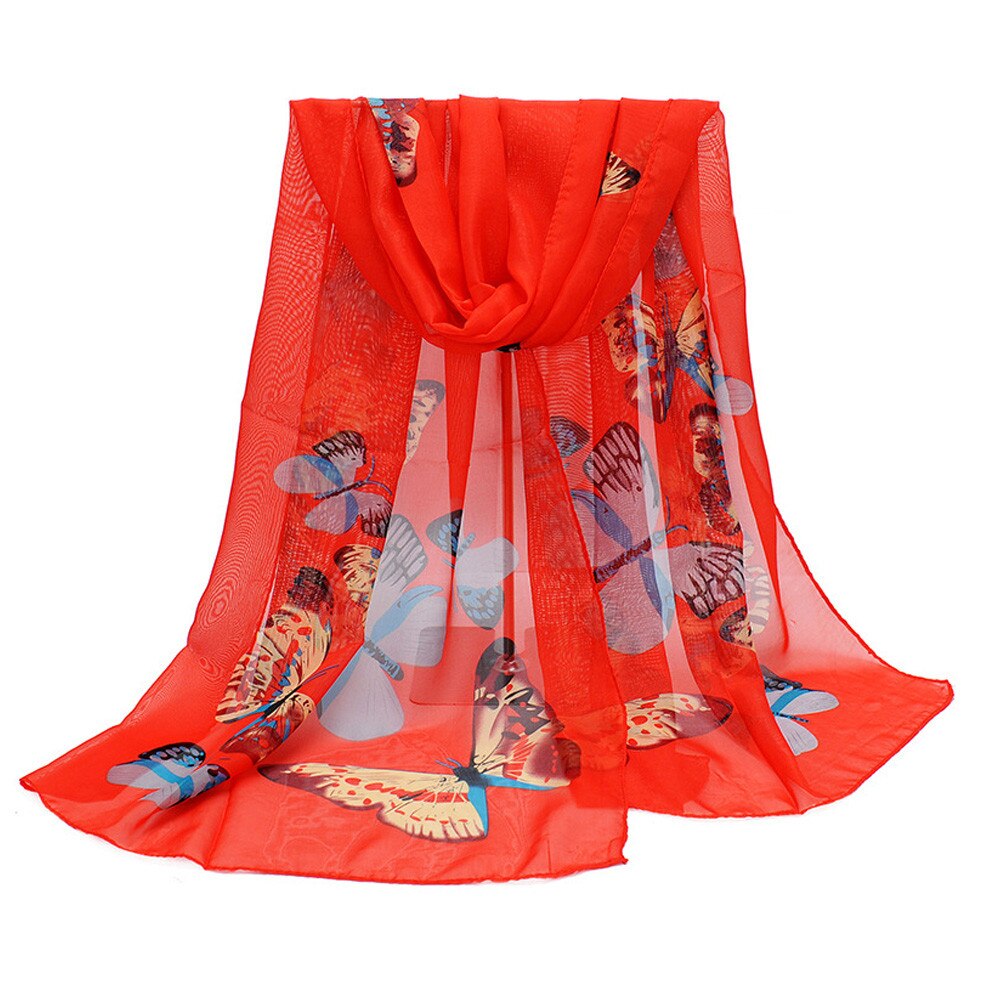 Mode Sjaal Dame Vlinder Print Neck Shawl Sjaal Warm Wrap Ademend Winddicht Sjaals Sjaals Hijab Halsdoek Foulard # Een
