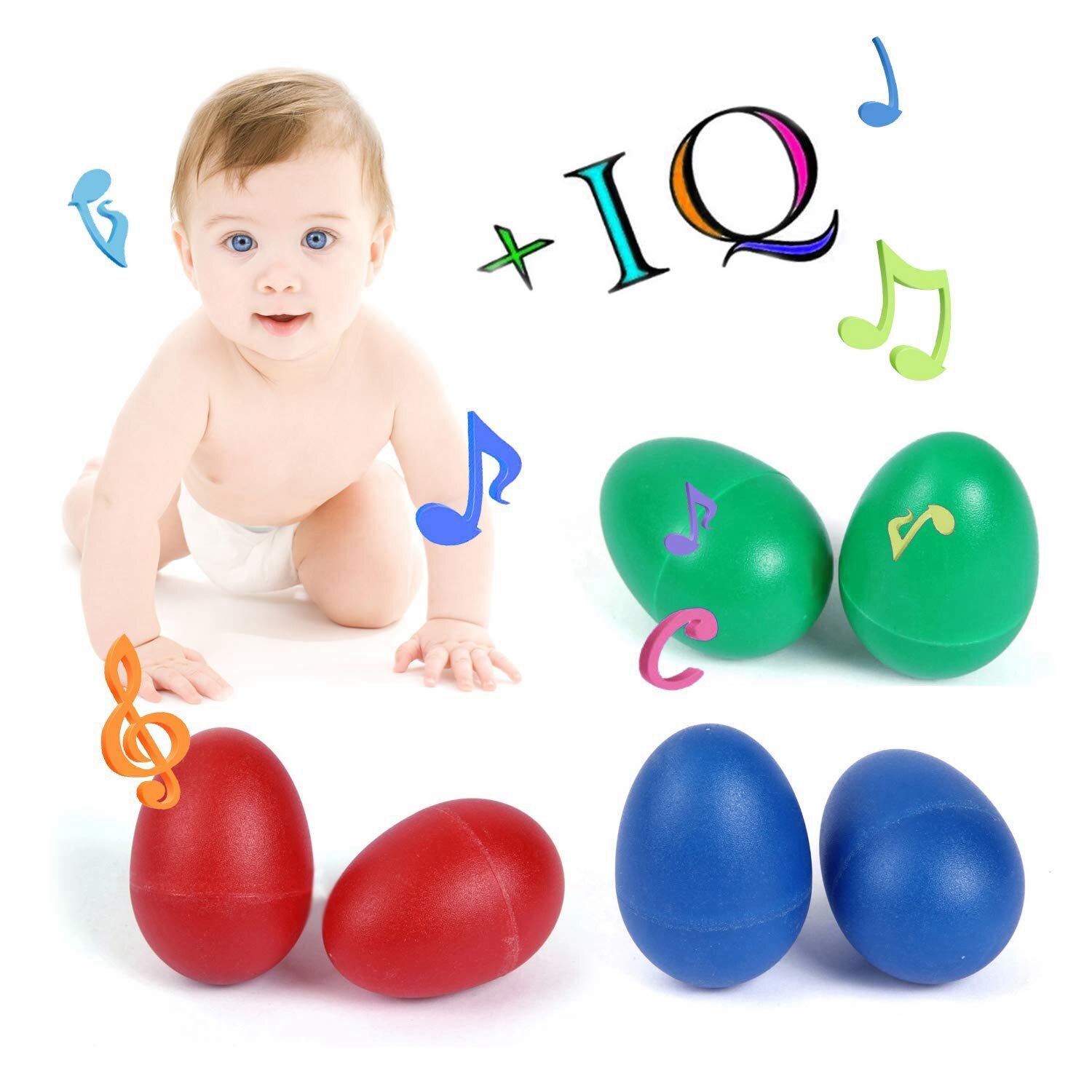 18 st äggshakers plast ägg musik shakers för barn maracas ägg slagverk leksaker-musik