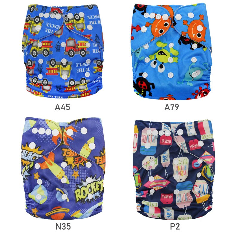 Cloth Diaper 4pcs/Set Reusable Nappies Diapers Inserts Potty Training Pants Newborn Cloth Diapers PUL Fabric Nappy Baby: B2 without insert