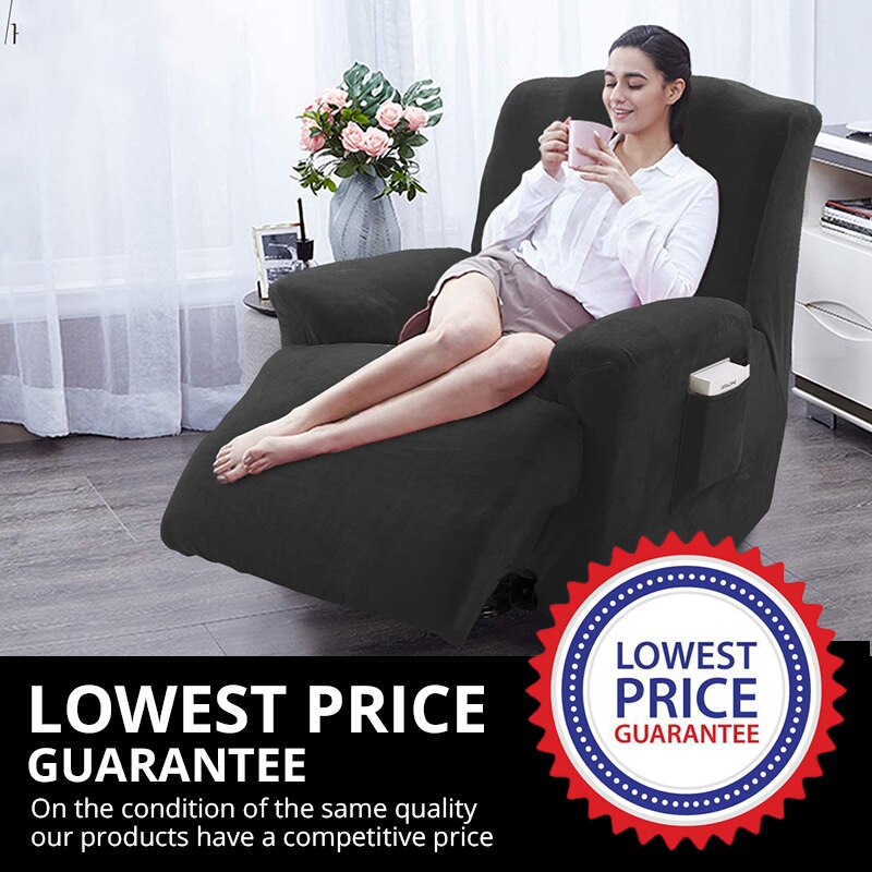 4 Stuks Pluche Fluwelen Fauteuil Sofa Cover Voor Woonkamer Relax Fauteuil Hoes Ligstoel Cover Voor Luie Jongen Sofa