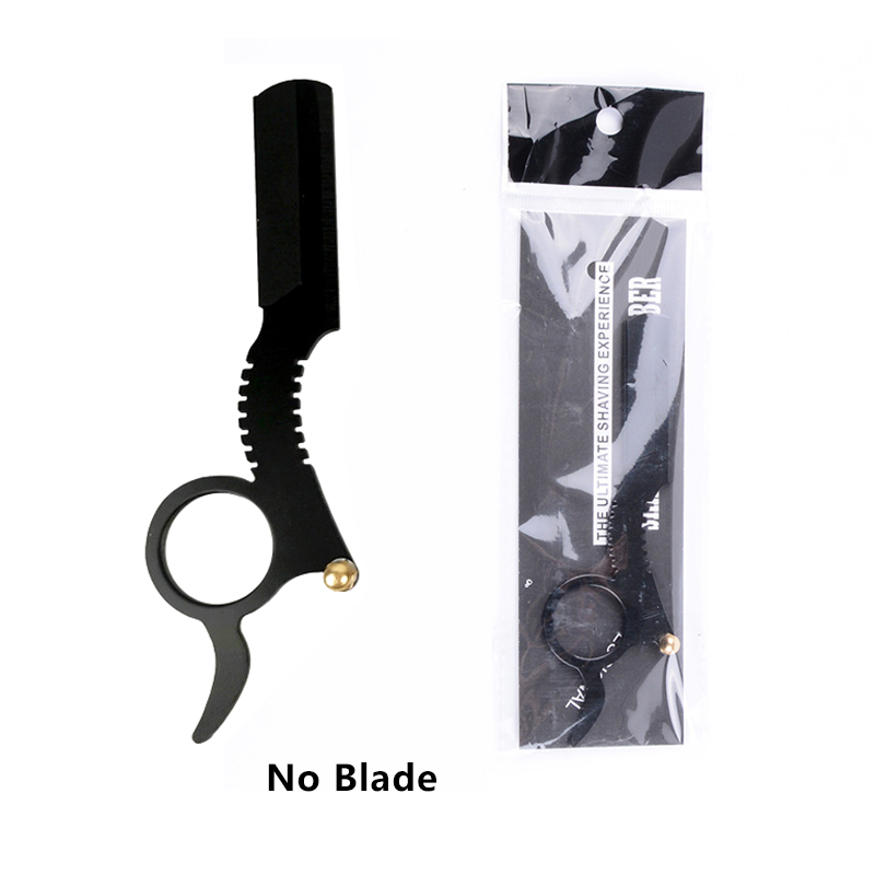 Maquinilla de afeitar de barbero de borde recto, herramienta de afeitado de cejas y barba, maquinilla de afeitar de depilación Manual, cuchillas de recorte reemplazables: Blanco