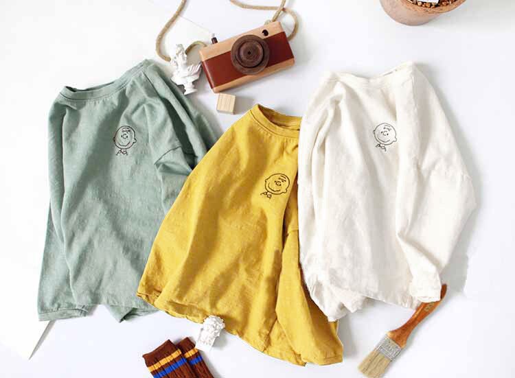 Summer Baby Boys Cotton T-shirts Long Sleeve Loose Tops Kids Girls Cartoon Tees Soft Children T Shirt