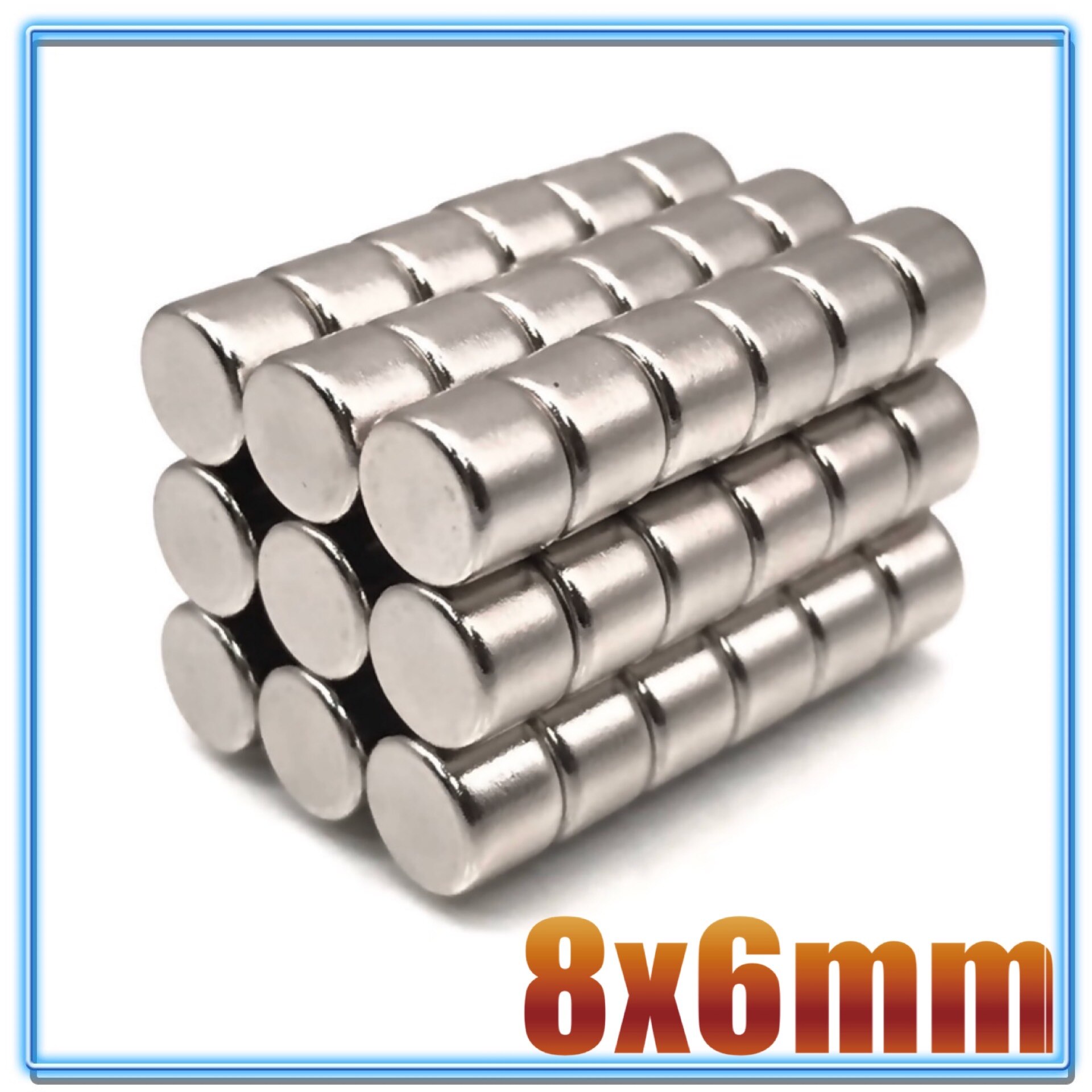100 stk  n35 rund magnet 8 x 1 8 x 1.5 8 x 2 8 x 3 8 x 4 8 x 5 8 x 6 8 x 10 mm neodymmagnet permanent ndfeb superstærke kraftige magneter: 8 x 6(100 stk)
