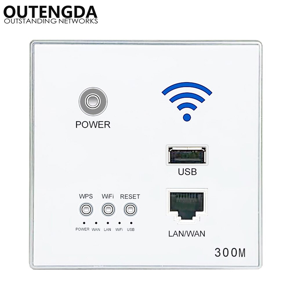 300M In-Wall AP Access Point Draadloze WiFi router USB-opladen Socket Wall Mount Wifi AP router met WPS Encryptie