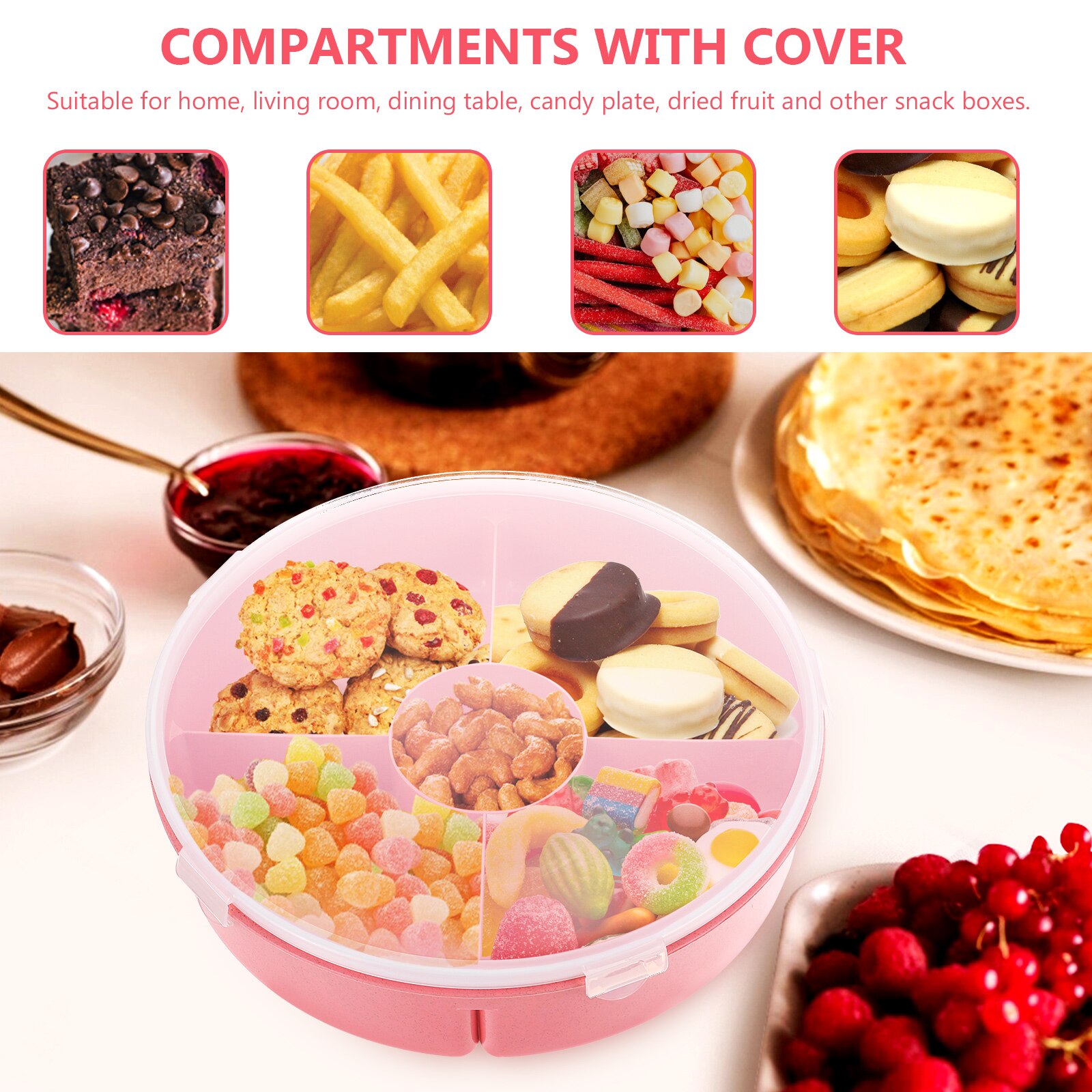 Plastic Fruit Box Divided Snack Storage Container Household Dried Fruit Box with Lid