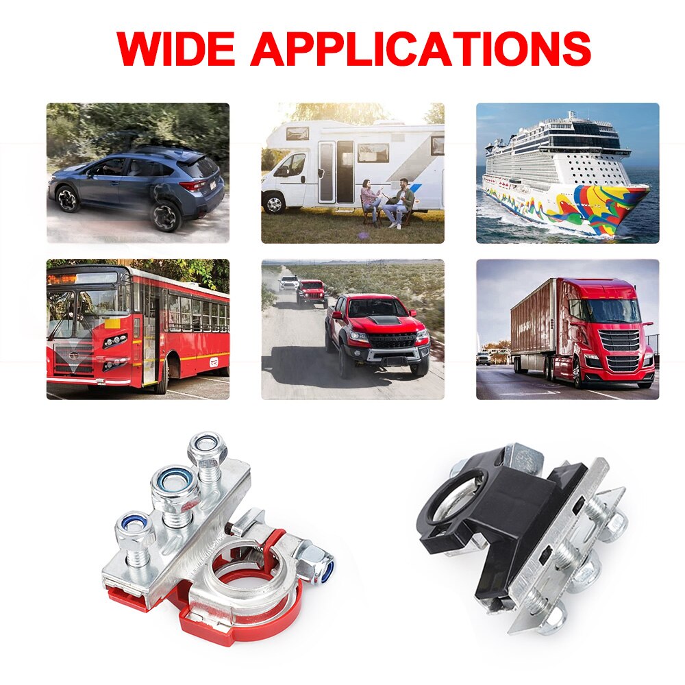 Automotive Car Top Post Battery Terminals Wire Cable Clamp 1Pair 12V 24V Terminal Connectors Car Accessories