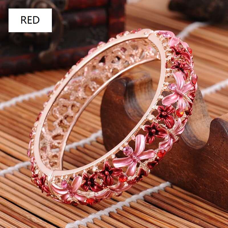 Einstellbar Cloisonné Armreifen Frauen: Red
